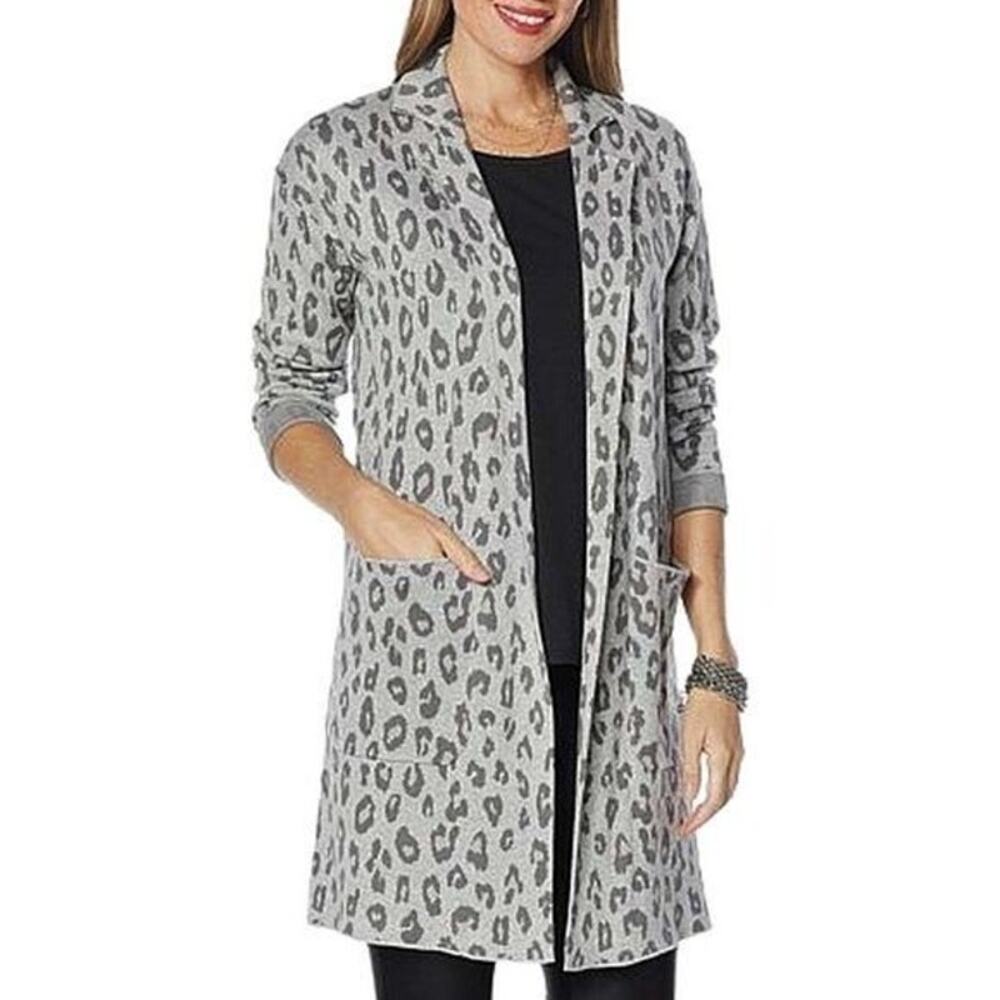 G by Giuliana Gray Leopard Jacquard Duster Cardigan SP
